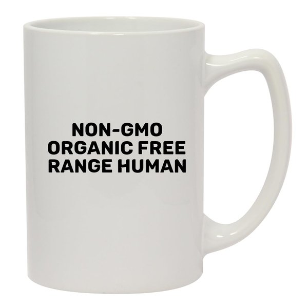Knick Knack Gifts Non-GMO Organic Free Range Human - 14oz Ceramic White Statesman Coffee Mug