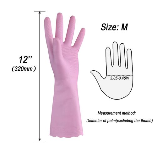 HSL Household Cleaning Gloves - 2 Pairs Reusable Kitchen Dishwashing Gloves with Latex Free, Cotton lining, Waterproof, Non-Slip, Ideal for Dishes, Household Chores, and Gardening (Medium)