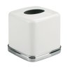 iDesign York Facial Tissue Box Cover for Bathroom and Vanity Countertops, 5.75" x 5.75" x 5.5", Chrome and White