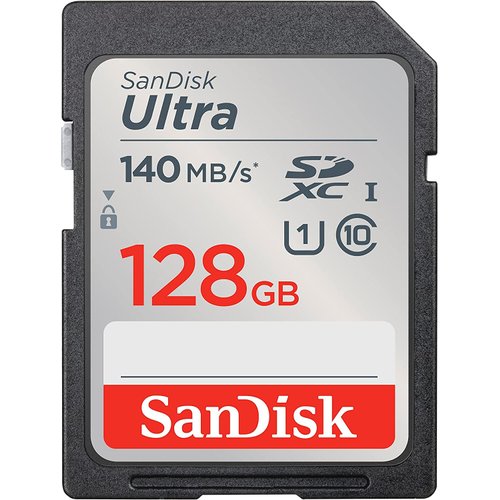 SanDisk 128GB (3 Pack) Ultra SDXC UHS-I Class 10 Memory Card 140MB/s U1, Full HD, SD Camera Card SDSDUNB-128G (3 Pack) Bundle with (1) GoRAM USB 3.0 Card Reader (128GB)