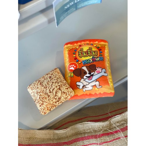 Ohmypet Dog Chew Toys Thai Instant Noodles Crinkle Bag Interactive Squeaky Dog Toys Gifts for Small,Medium Dogs