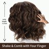 RENERSHOW Layered Short Ombre Brown with Blonde Highlight Wavy Bob Wigs for Women Mid-length Brown Wave Curly Wig Synthetic Side Part Natural Looking Daily Party Wig
