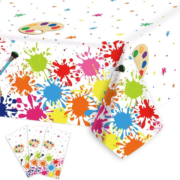 gisgfim 3 Pcs Art Party Decorations Art Paint Party Tablecloth Decoration Supplies Plastic Art Party TableCover Artist Birthday Party Decor for Kids 105 x 54 inch