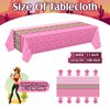 Gejoy 3 Pcs Western Cowgirl Tablecloth Plastic Disposable Pink Horse Table Cover Pink Table Cloth Wild West Cowgirl Birthday Party Themed Party Decorations Supplies Favors, 51 x 108''