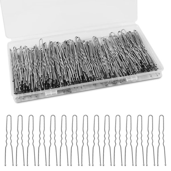 U Shaped Hair Pins, 240Pcs Silver U Pins Hair Pins for Buns Updos Hair Grip Bulk for Hairstyle with Storage Box, 2.4inch
