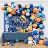 Beaumode DIY Space Astronaut Balloon Garland Arch Kit 148pcs for Outspace Baby Shower Two the Moon Birthday Planet Rocket Party Decoration (Blue Orange Silver 01)