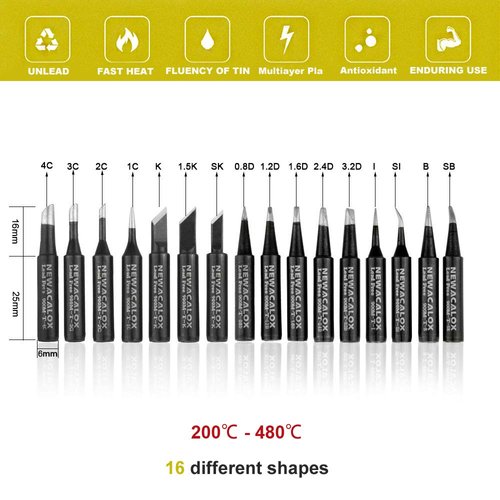 Soldering Iron Tips 900M Solder Lead-free Tips 16pcs Replacement, Welding Needle Tip for Yihua,Vastar,NEWACALOX,Tabiger, HAKKO 888D 936 937 969 Micro Soldering Gun/Station