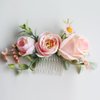 Fangsen Wedding Boho Pink Rose Sunflower Chamomile Buds Flower Hair Clips Floral Comb With Hair Piece and Hair Vines for Brides and Bridesmaids Silver