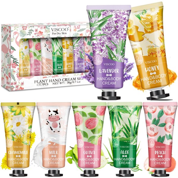 VISCOO 7 Pack Hand Cream Gifts Set For Women,Hand Lotion Travel Size in Bulk for Dry Cracked Hands,Mini Hand Lotion for Mother's Day Gifts,Birthday Gifts,Baby Shower Party Favors