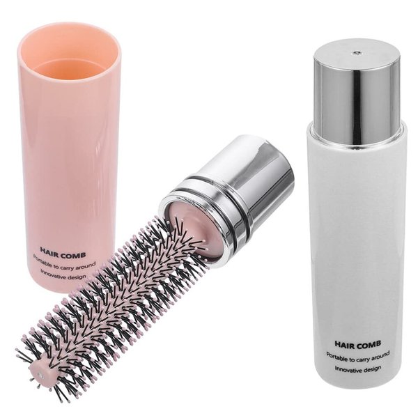 FOMIYES 2pcs Roll Portable Curling Comb Round Brush for Blow Drying Fine Hair Roller Brush Folding Hair Brush Retractable Hair Brush Portable Hair Curler Curls Styling Brush Abs Man