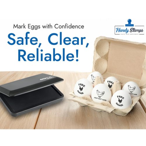 Handy Stamps Micro 1 Ink Pad - with Egg Safe Food Grade Stamp Ink Pad - Pre-Inked and Ready to Use Black Ink Pad Ideal for Marking Eggs | Quality Stamp Pad | 3x4 Inches