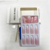 Pink Gradient Press on Nails Medium Square Fake Nails Pink Glue on nails Clear False Nails with Design Glitter Stick on Nails Upgrade Glossy Acrylic Nails for Women Girls Manicure 24pcs