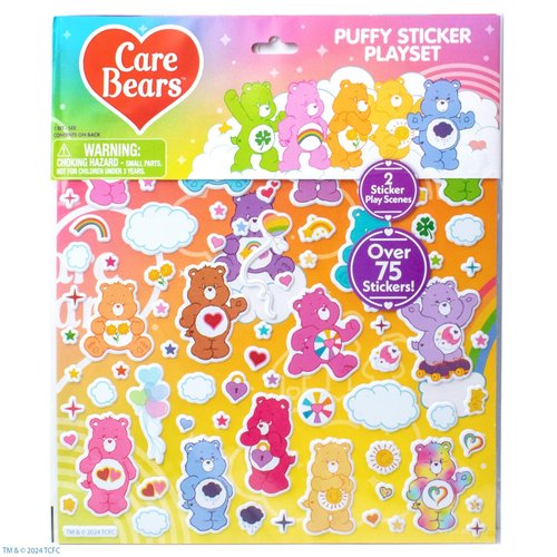 Care Bears Puffy Sticker Playset, Includes Over 75 Reusable Stickers & 2 Sticker Play Scenes, Fun Stickers, Sticker Activity Book, Kids Stickers, Kids Activities, Travel Toys for Kids Ages 4-8