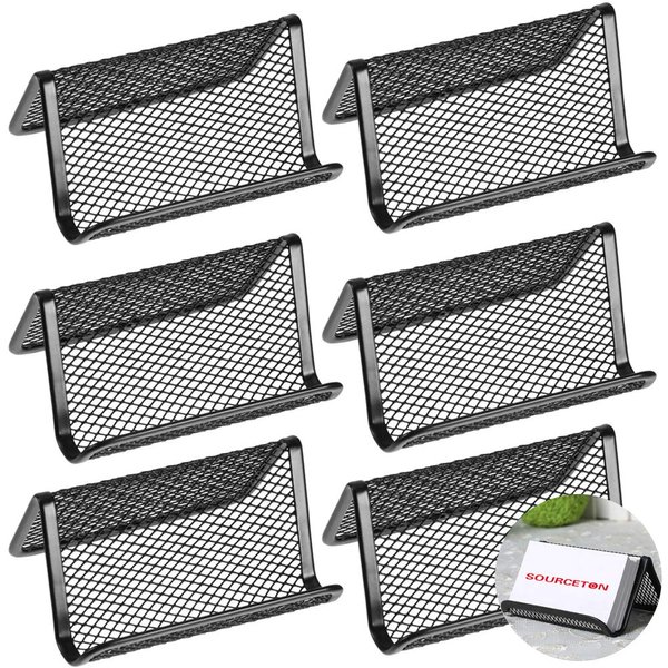 SourceTon Metal Mesh Business Card Holder, Name Card Stand for Office Business Card Display 50 Cards Organizer, 6 Packs