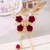 Red Rose Butterfly Gold Hair Claw Clips Metal Shark Clip Exquisite Hairpin for Women Girls Rose Tassels Hair Accessories for Thick Thin Hair Valentine's Day Gift 1 PCS