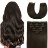 HUAYI Dark Brown Clip in Hair Extensions Real Human Hair 70g Remy Human Hair Clip in Hair Extensions 12 Inches Soft Silky Straight for Fashion Women 7pcs 16clips Brown Hair Extensions
