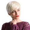 EMMOR Short Platinum Blonde Blend Human Hair Wigs for Women Pixie Cut Wig With Bang,Natural Daily Use Hair (Color 600#)