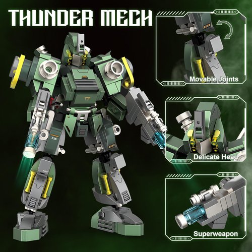 HIGH GODO Thunder Mech Building Model Toy for Kids,Cool Joint Movable Mech Display Set with Exclusive Display Stand, Birthday Gifts for Boys 8-12（456PCS）