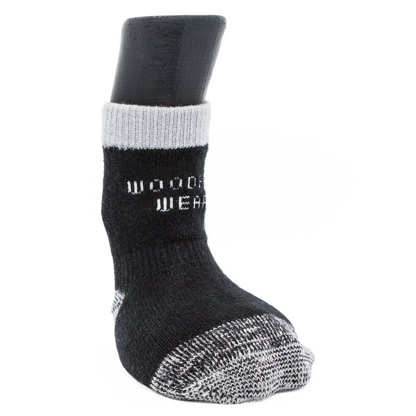 Woodrow Wear, Power Paws Reinforced Foot Dog Socks, Black Grey, M, Fits 45-75 pounds