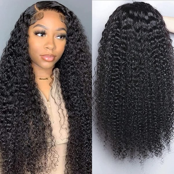 SUNTU 13x6 Deep Curly Lace Front Wigs Human Hair Pre Plucked 28 Inch 13x6 HD Transparent Lace Frontal Curly Wigs Human Hair 180% Density Glueless(28 Inch)