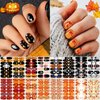 16 Sheets Holiday Nail Wraps Stickers, Halloween&Thanksgiving Day All Seasonal Full Nail Polish Strips, DIY Self-Adhesive Fall Winter Nail Art Decals with 2 Piece Nail Files for Party Decor (224 Pcs)