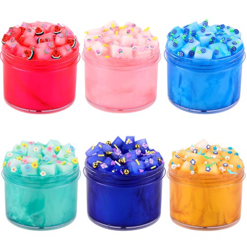 Galaxy Slime Kit Jelly Cubes 6 Pack,Birthday Gifts for Kids,Party Favor for Girls & Boys,Non Sticky,Super Soft Sludge Toy