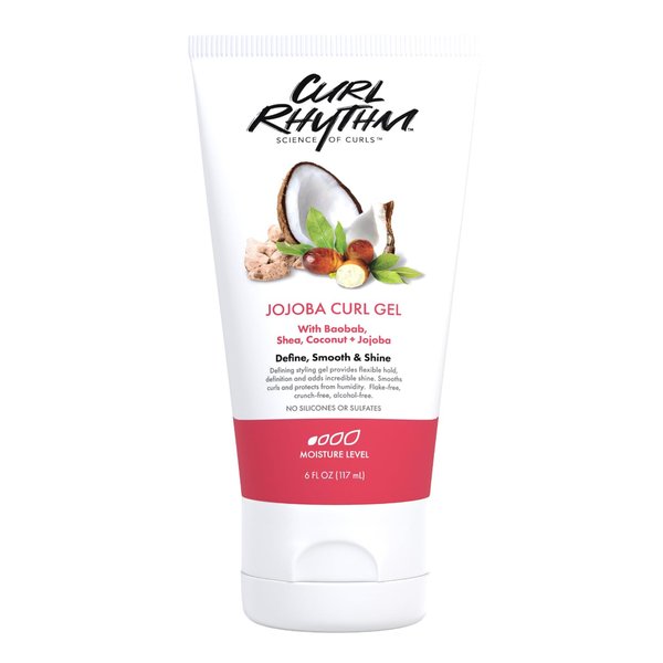 Curl Rhythm Jojoba Curl Gel - Defining Hair Gel for Bouncy, Nourished Curls - Curly Hair Styling Gel with Shea and Coconut - Sulfate Free - 6 oz