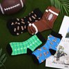 Coume 4 Pairs Football Socks Youth Kids Novelty Socks Cotton Socks for 6-10 Volleyball Casual Crew Socks Gift Adult Football Basketball Socks Sports Series Socks for Teen, One Size