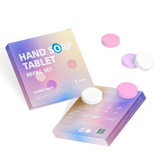 OYMLANX Foaming Hand Soap Tablets, 2024 New Formula Hand Soap Tablets, 8Pcs Foaming Hand Soap Tablet Refills Included Four Flavors, 72 fl oz, Using With Foaming Hand Soap Dispenser Only