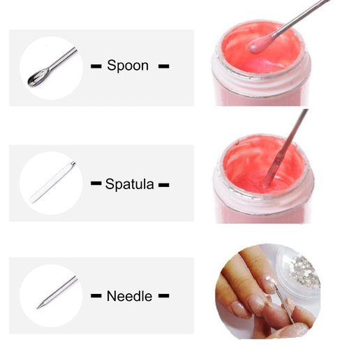 Beaute Galleria 3 Pieces Nail Art Stirring Rod DIY Tools Spoon Spatula Needle Stick for Powder Liquid Glue Rhinestone Acrylic UV Gel Mixing Manicure Accessories