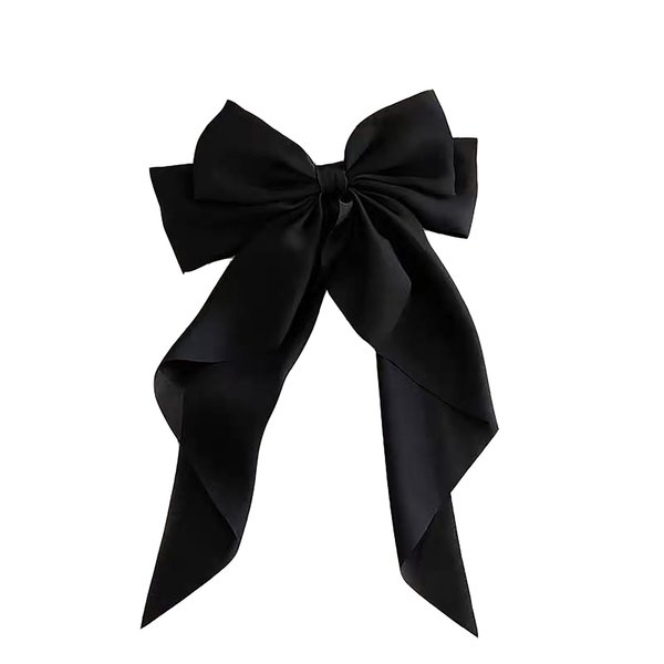 Long streamer oversized bow top clip hair clip for the back of the head tassel solid color bow hair clip hair bow ponytail clip(HS)