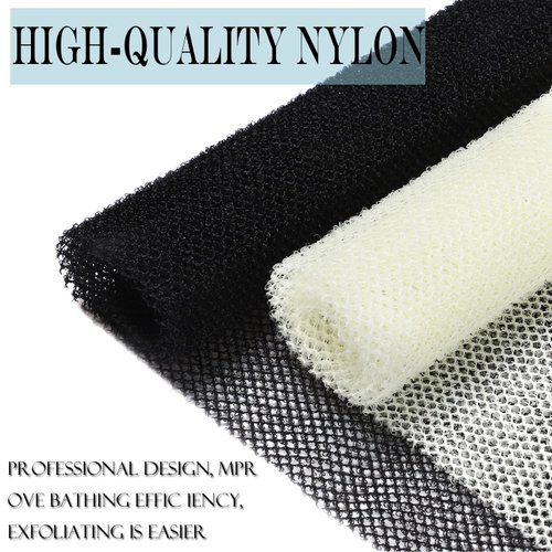 African Exfoliating Net,JASSINS African Sponge Net,Body Exfoliating Long Net Shower Body Scrubber Back Scrubber Skin Smoother（Black+White+Pink）