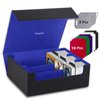 Komick 1800+ Card Deck Case – PU Leather Trading Card Storage Box Microfiber Lined Yugioh Deck Box MTG, Trading Card Holder for Bloomburrow MTG, Baseball, Magic Card Storage Box (Black/Deep Blue)
