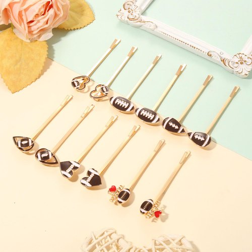6/8 Pairs Game Day Hair Clips for Women Football Baseball Hairpins Basketball Soccer Hair Clips Football Baseball Mom Accessories Game Day Hair Accessory Party Favor Gifts