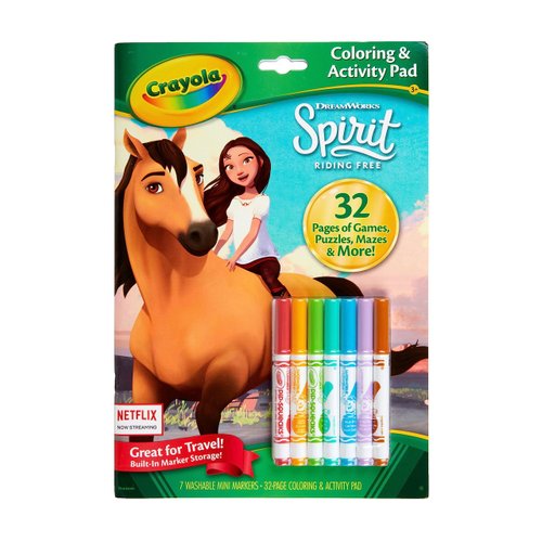 Crayola Spirit Coloring Book with Activities, 32 Coloring Pages & 7 Markers, Gift for Kids, Multi
