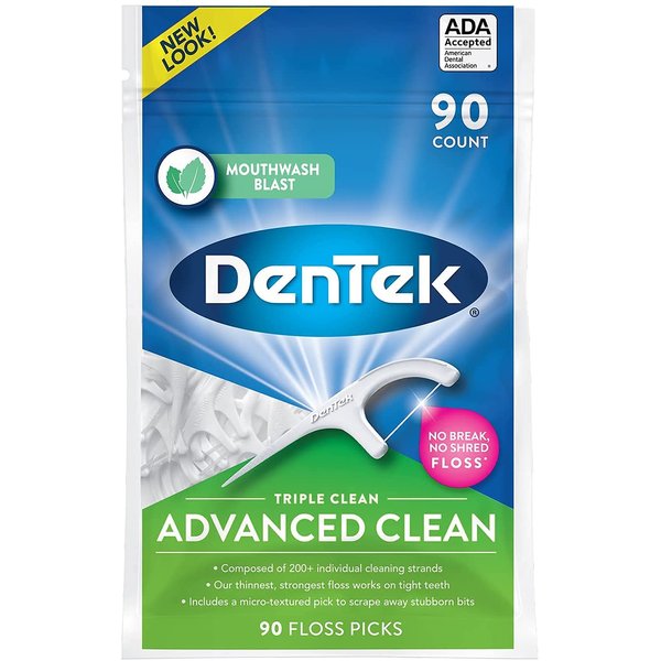 DenTek Triple Clean Advanced Clean Floss Picks 90 Count (Pack of 5)