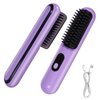 Cordless Hair Straightener Brush, Mini Portable Straightening Brush for Travel, USB Rechargeable Negative Ion Hot Comb Straightener for Lightweight Carry, Handbag Storage, Touch Up, Busy Commute