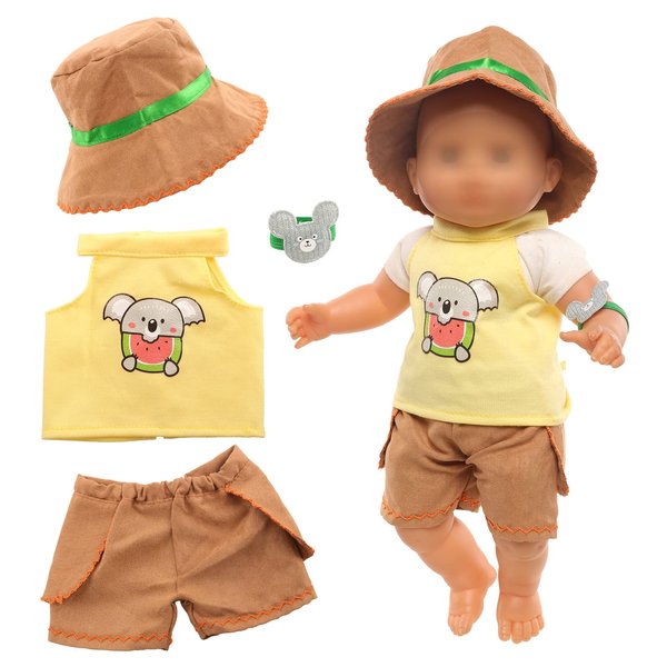Miunana 13-16 Inch Baby Doll Clothes Jungle Exploration Suits 3pcs with Top and Trousers and Hat for 15 Inch Girl Doll Outfits for 3 Years Old Baby Doll Clothes Jumpsuit