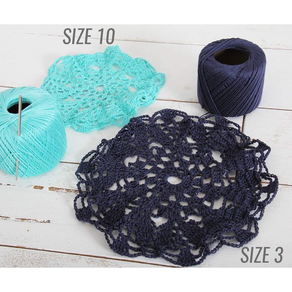 Threadart 100% Pure Cotton Crochet Thread - Size 10 - Color 1 - WHITE - Size 10 and 3 - Singles and Bulk Packs Available