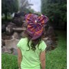 Guatemalan Fabric Hair Bow with Worry Doll - Premium Quality - 7" x 7" (Blue Shades)