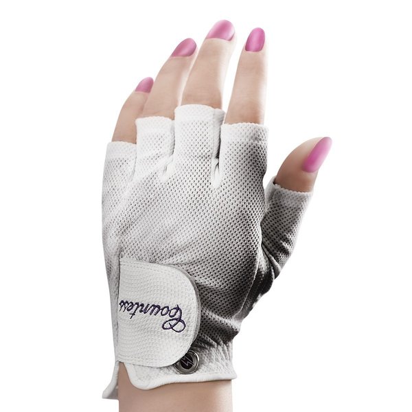 Powerbilt Ladies Countess Half Finger Golf Glove, Women’s Left Hand Medium (for Right-Handed Golfer), White