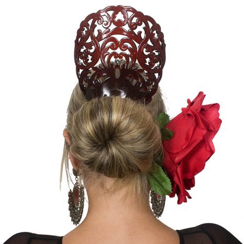 Ole Ole Flamenco Hair Comb for Dancers with Ornamental Design Spanish Hair Pins for Dancers (Concha)