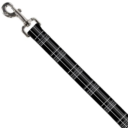 Dog Leash Plaid Black Gray 4 Feet Long 0.5 Inch Wide