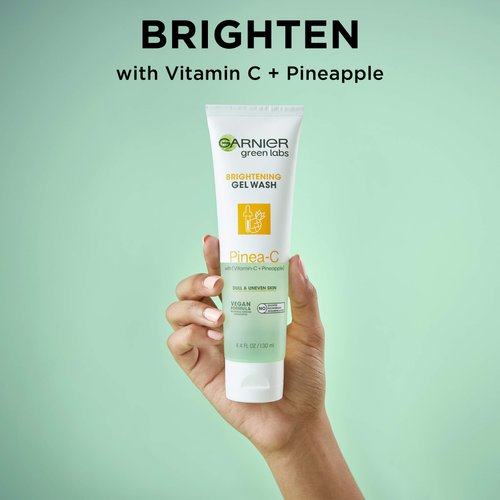 Garnier SkinActive Green Labs Pinea-C Brightening Gel Washable Cleanser with Vitamin C and Pineapple for Dull and Uneven Skin, 2 Count (Packaging May Vary)