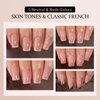 btartboxnails X-Coat Tips French Nails - Skin Tones French Tip Press on Nails, 160Pcs 16 Sizes Short Square Nail Tips, 3 In 1 Soft Gel Nails False Nail, Soak Off Acrylic Fake Nails Extensions