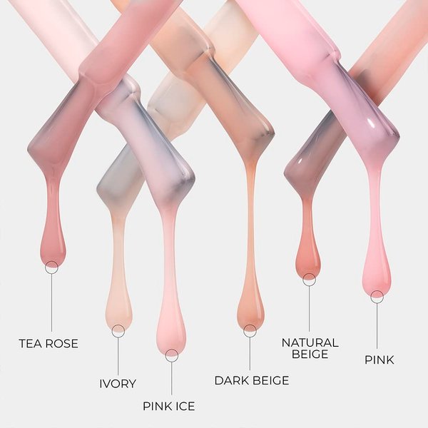 Kodi Professional Natural Rubber Base 12ml. (0.42 fl oz) Camouflage/Color, Pink, Beige, Rose, Ivory Gel LED/UV Nail Coat Soak Off Original + Gift Nail File (Rubber Base DARK BEIGE 7ml.)