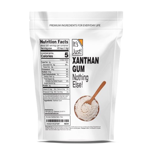 It's Just - Xanthan Gum, 15oz, Keto Baking, Non-GMO, Thickener for Sauces, Soups, Dressings, Packaged in USA