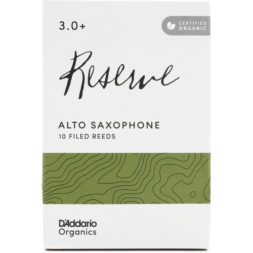 D'Addario Organic Reserve Alto Saxophone Reeds - Sax Reeds - The First & Only Organic Reed - 3.0+ Strength, 10 Pack