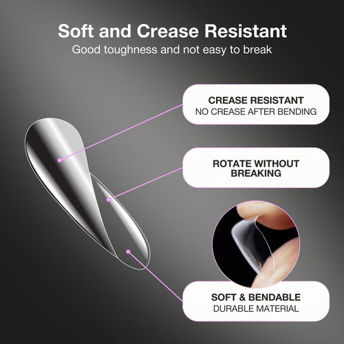 Curacoro Natural Nail Soft Gel Tips - 420Pcs Soft Gel Nail Extension, 14 Sizes Clear Full Cover Acrylic Tips, Long-Lasting Salon Quality, Easy to Wear & Natural Look