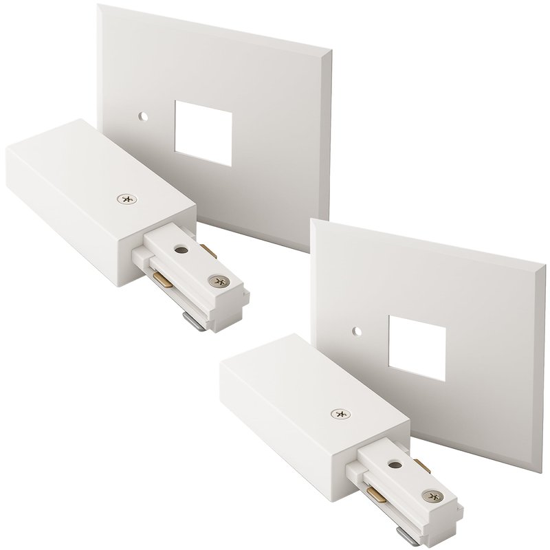 OHLECTRIC Track Lighting Outlet Adapter – H-Type (2-Pack) White Power Plug For Track Rail Systems, Easy Clip-On Installation